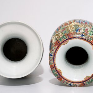 Two tall Chinese famille rose vases, incl. a rare Canton example, 19th C. — 照片 5
