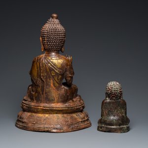 Two Thai gilt-lacquered bronze Buddha sculptures, 19/20th C. — photo 4