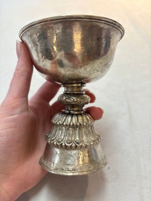 Two Tibetan silver butter lamps, 19th C. — photo 1