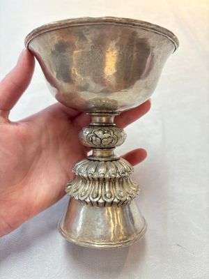 Two Tibetan silver butter lamps, 19th C. — photo 8