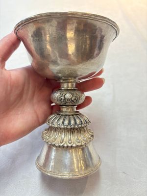 Two Tibetan silver butter lamps, 19th C. — photo 9