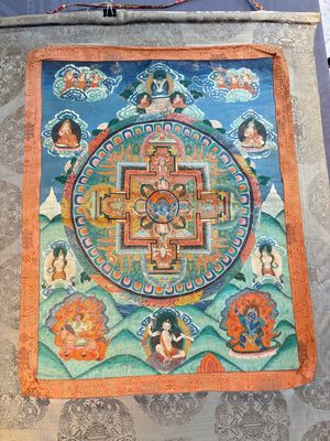 Two Tibetan thangkas depicting a Mandala and Chakras, 19th C. — 照片 2