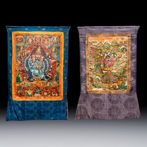 Two Tibetan thangkas depicting Vajrabhairava and Yab-Yum, 19/20th C. — photo 1