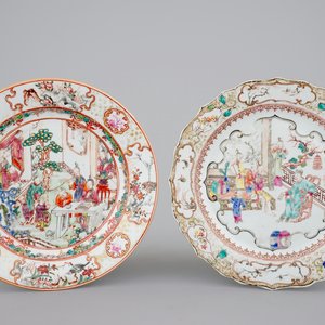 Two very fine Chinese mandarin pattern plates, Qianlong, 18th C. — 照片 1
