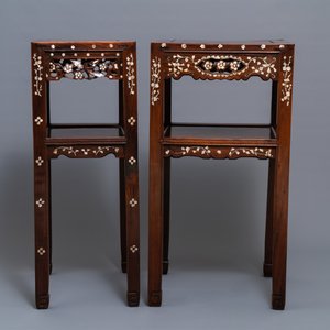 Two Vietnamese or Chinese mother-of-pearl inlayed wooden stands, 19th C. — photo 6