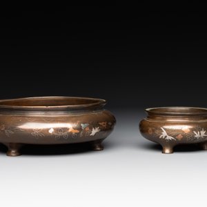 Two Vietnamese silver-inlaid bronze censers on stand, Đức Từ 德祠 mark, 19th C. — photo 4