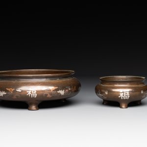 Two Vietnamese silver-inlaid bronze censers on stand, Đức Từ 德祠 mark, 19th C. — photo 5