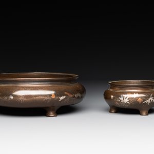 Two Vietnamese silver-inlaid bronze censers on stand, Đức Từ 德祠 mark, 19th C. — photo 6