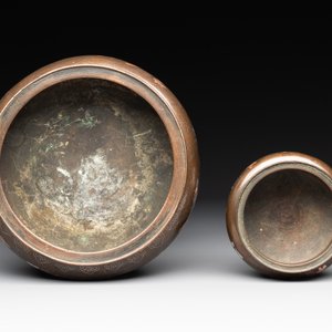 Two Vietnamese silver-inlaid bronze censers on stand, Đức Từ 德祠 mark, 19th C. — photo 7