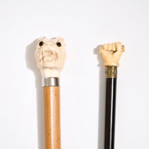 Two walking canes with carved ivory handles, 19th C. — 照片 2