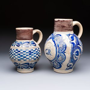 Two Westerwald stoneware jugs, one inscribed 'GR', Germany, 18th C. — photo 1
