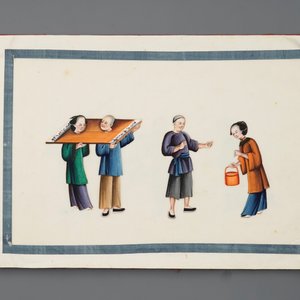 Un album de douze peintures sur papier de riz à décor de scènes de punition, Canton, Chine, 19ème — photo 15