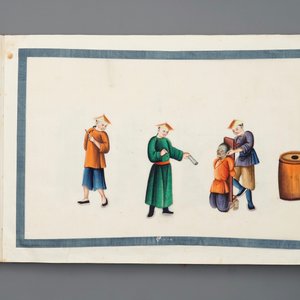 Un album de douze peintures sur papier de riz à décor de scènes de punition, Canton, Chine, 19ème — photo 6