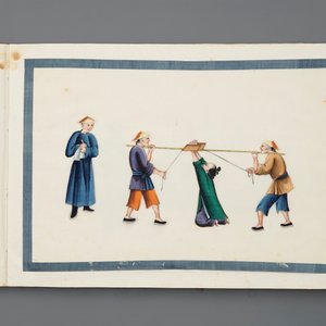 Un album de douze peintures sur papier de riz à décor de scènes de punition, Canton, Chine, 19ème — photo 7