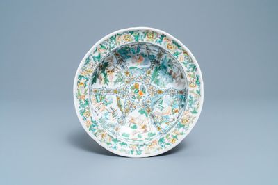 Un bassin en porcelaine de KPM à décor famille verte de Canton, Chine et Allemagne, 19ème