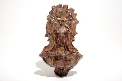 Un bénitier en faïence faux-marbre de Bruges, atelier Pulinx, 18ème