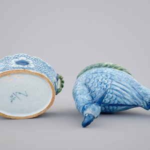 Un beurrier en forme d'oiseau en faïence de Delft polychrome, 18ème — photo 7