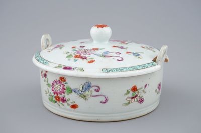 Un beurrier en porcelaine de Chine famille rose, Qianlong, 18ème