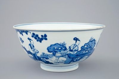 Un bol au lapin en porcelaine de Chine bleu et blanc, Kangxi