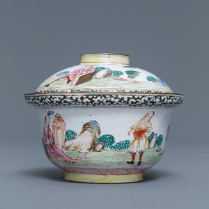 Un bol couvert en émaux de Canton à décor d'Européens, Chine, Qianlong — photo 3