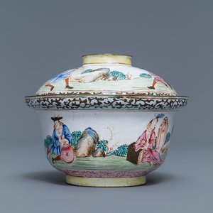 Un bol couvert en émaux de Canton à décor d'Européens, Chine, Qianlong — photo 4
