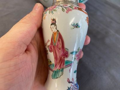 Un bol couvert et un vase en porcelaine de Chine famille rose, 19ème — photo 3