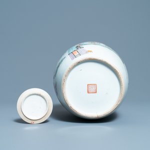 Un bol couvert et une jarre en porcelaine de Chine qianjiang cai, 19/20ème — photo 7