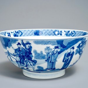 Un bol en porcelaine de Chine bleu et blanc à décor autour, Kangxi — photo 1