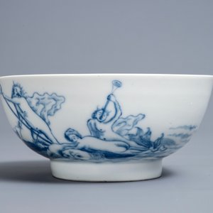 Un bol en porcelaine de Chine bleu et blanc à décor mythologique de Neptune, Qianlong — photo 5