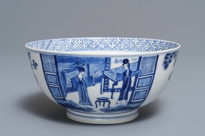 Un bol en porcelaine de Chine bleu et blanc, marque et époque de Kangxi