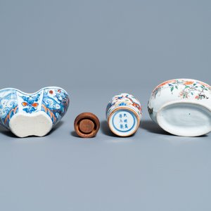 Un bol en porcelaine de Chine doucai, une boîte à épices en famille verte et une boîte à thé en famille verte, Kangxi et après — photo 8