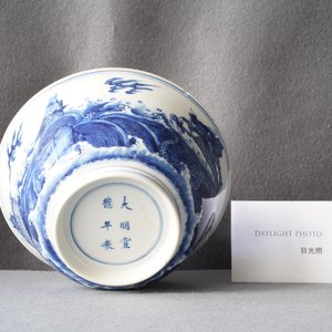 Un bol en porcelaine de Chine en bleu et blanc à décor de dragons et carpes, marque de Xuande, Kangxi — photo 22