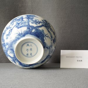 Un bol en porcelaine de Chine en bleu et blanc à décor de lettrés et leurs servants, marque et époque de Kangxi — photo 25