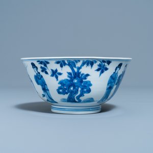 Un bol en porcelaine de Chine en bleu et blanc à décor de longues dames, marque 'Qi Zhen Ru yu', Kangxi — photo 5