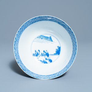 Un bol en porcelaine de Chine en bleu et blanc à décor de scènes du 'Xi Xiang Ji', marque et époque de Kangxi — photo 5