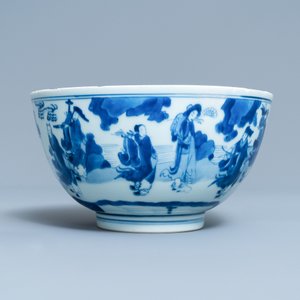 Un bol en porcelaine de Chine en bleu et blanc à décor d'immortels, Kangxi — photo 2