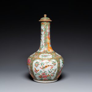 Un bol et un vase de forme bouteille couvert en porcelaine de Chine famille rose de Canton, 19ème — photo 5