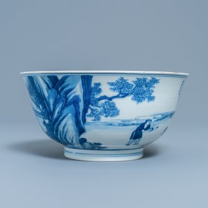 Un bol impérial en porcelaine de Chine en bleu et blanc à décor de la riziculture, marque et époque de Kangxi — photo 12