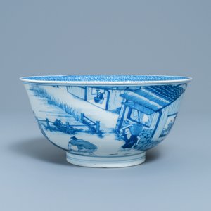 Un bol impérial en porcelaine de Chine en bleu et blanc à décor de la riziculture, marque et époque de Kangxi — photo 3