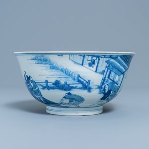 Un bol impérial en porcelaine de Chine en bleu et blanc à décor de la riziculture, marque et époque de Kangxi — photo 9