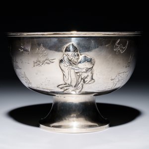 Un bol sur piedouche en argent à décor de Shou Lao, Chine, 19/20ème — photo 2