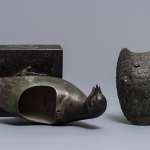 Un brûle-parfum en forme de caille en bronze, signé Kamejo, Japon, Edo, 18ème — photo 6