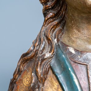 Un buste de la Vierge en bois sculpté et polychromie, Allemagne, 15/16ème — photo 14
