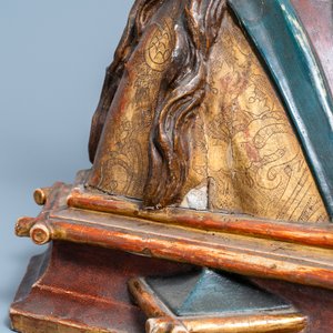 Un buste de la Vierge en bois sculpté et polychromie, Allemagne, 15/16ème — photo 16