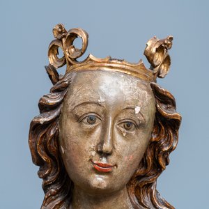 Un buste de la Vierge en bois sculpté et polychromie, Allemagne, 15/16ème — photo 5