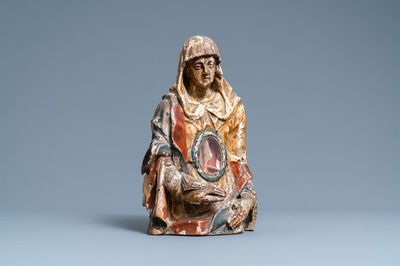 Un buste reliquaire d’une sainte en tilleul sculpté, doré et polychromé, Allemagne, 2ème moitié du 16ème