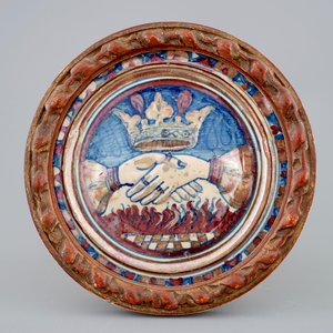 Un centre d'un plat en majolique italienne lustrée, Gubbio, Maestro Giorgio, 16ème — photo 1