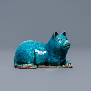 Un crapaud et un chat en porcelaine de Chine turquoise monochrome et une tabatière en bleu et blanc, Kangxi et 19ème — photo 10