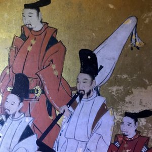 Un écran byobu à deux feuilles à décor de voyageurs dans un paysage, Japon, Edo, 17/18ème — photo 35