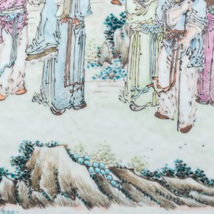 Un écran de table en bois avec une plaque porcelaine de Chine qianjiang cai, 19ème — photo 8